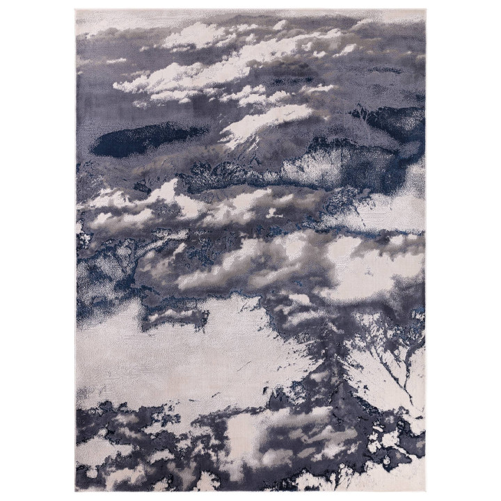Rug Aurora abstract blue anthracite grey white 2