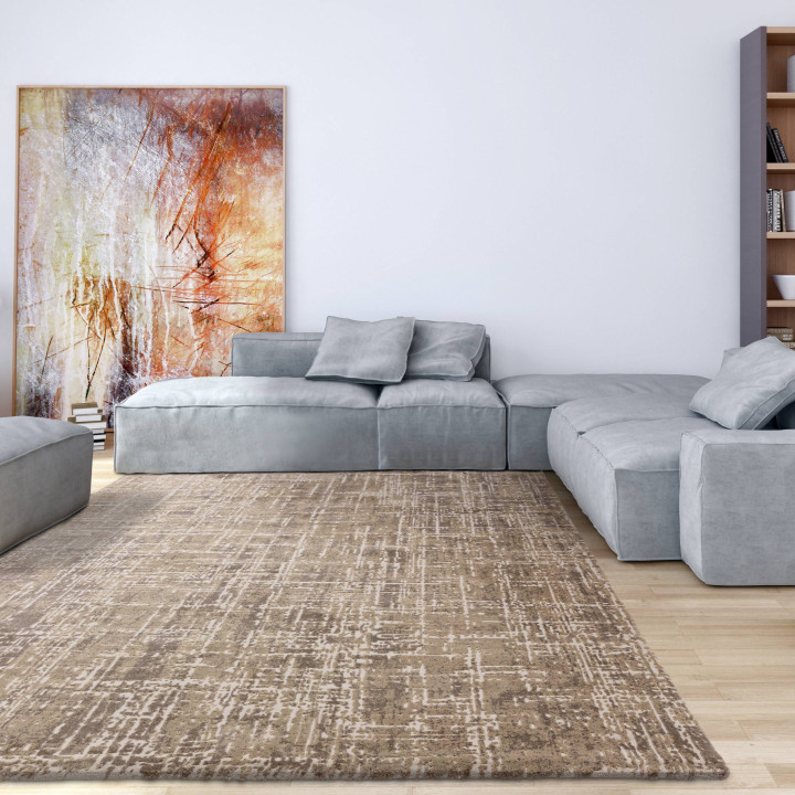 Tappeto Kuza astratto beige e tortora 120x170 cm