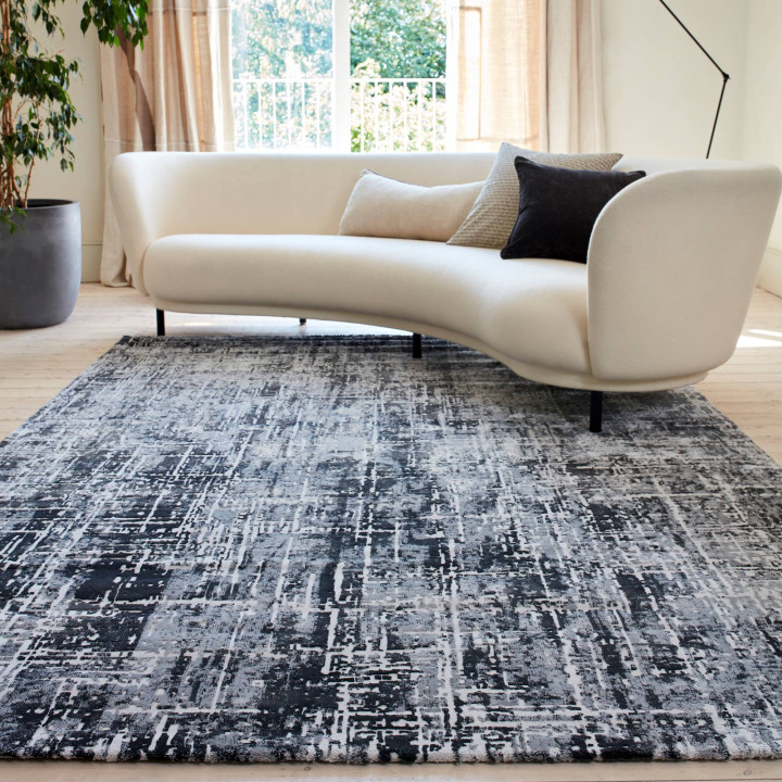Tappeto Kuza astratto nero e grigio 80x150 cm