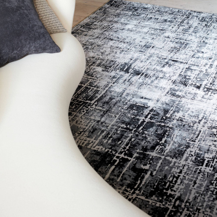 Rug Kuza abstract black grey white 200x290 cm