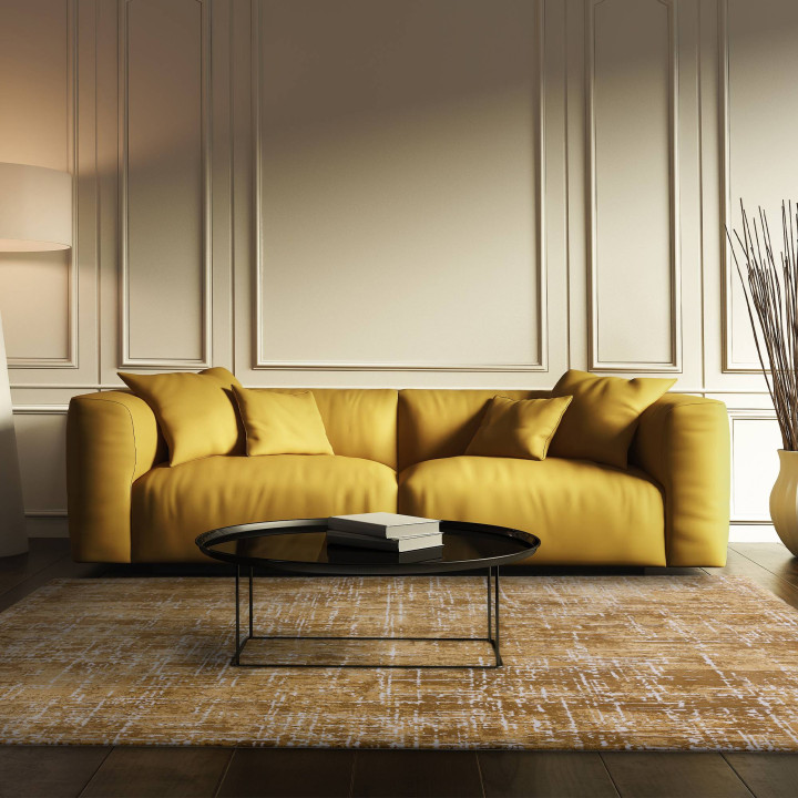 Tappeto Kuza astratto giallo oro e bianco 240x34