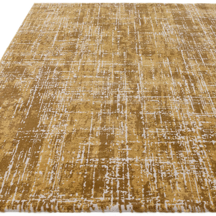Tappeto Kuza astratto giallo oro e bianco 240x34