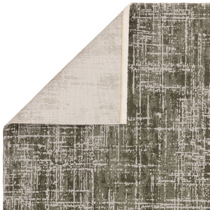 Tappeto Kuza astratto verde oliva e grigio 80x15