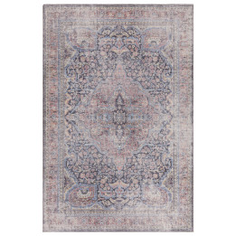 Tappeto Kaya medaglione floreale rosso scuro e b