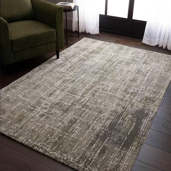 Rug Kuza abstract olive green beige grey 200x290