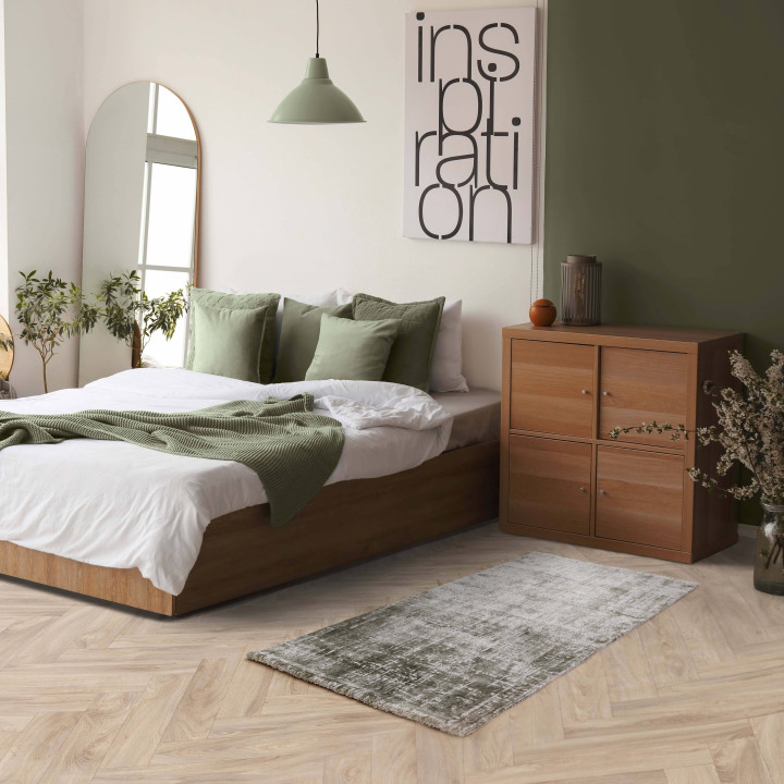 Tappeto Kuza astratto verde oliva e beige 200x29
