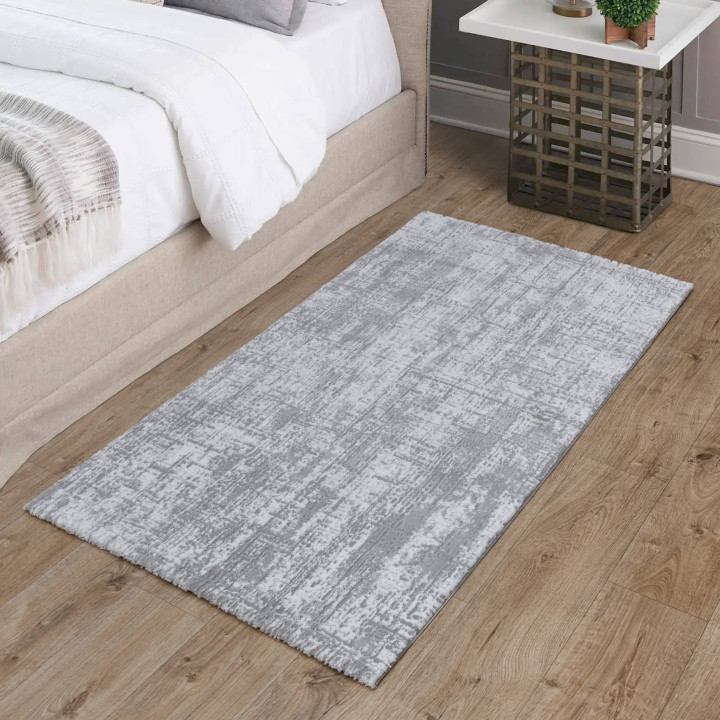 Rug Kuza abstract light grey silver cream white