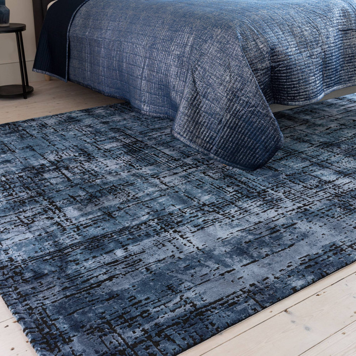 Tappeto Kuza astratto blu scuro e blu chiaro 80x