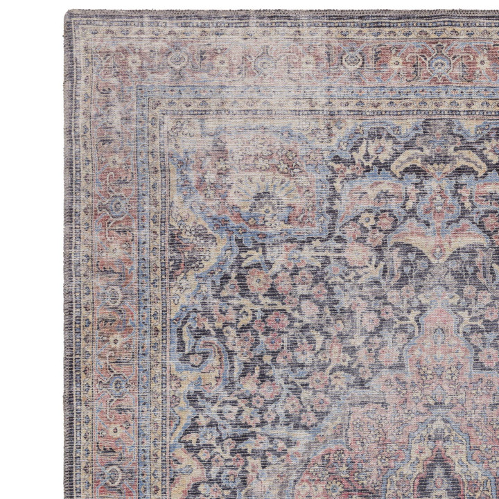 Tappeto Kaya medaglione floreale rosso e blu 160