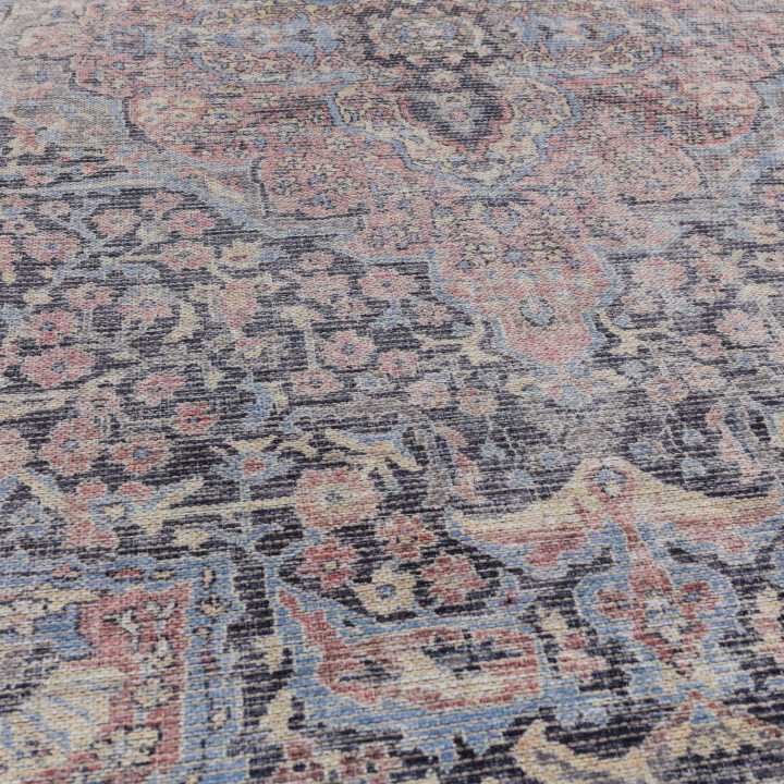 Tappeto Kaya medaglione floreale rosso e blu 160