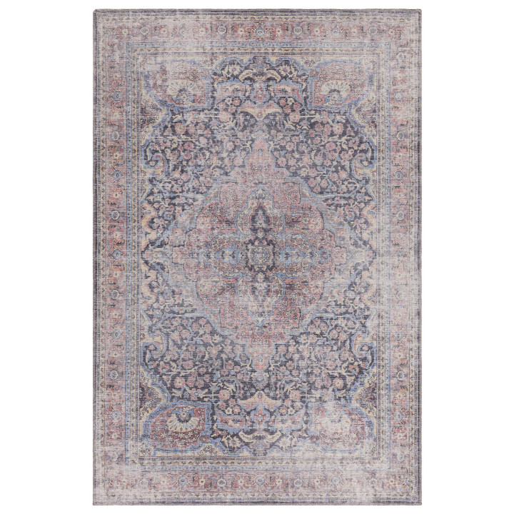 Tappeto Kaya medaglione floreale rosso e blu 200