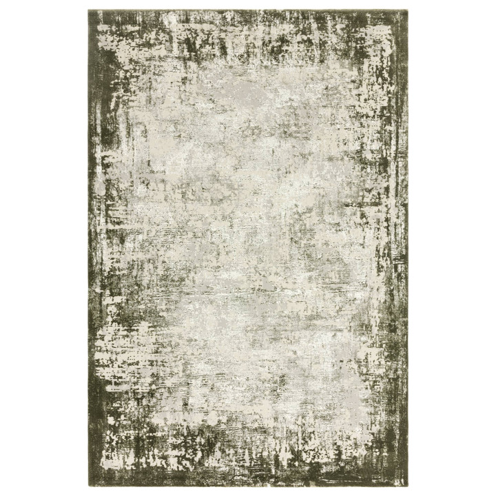 Tappeto Kuza astratto verde oliva e beige 120x17