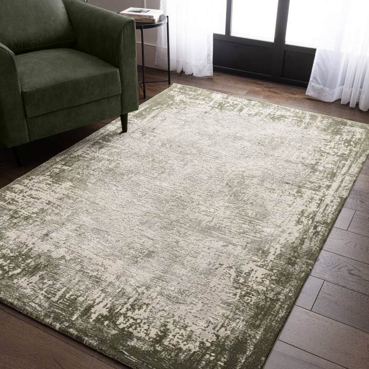 Rug Kuza abstract olive green beige light grey 1