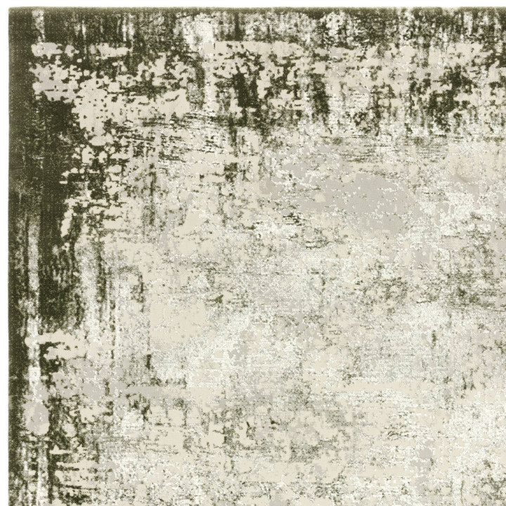 Tappeto Kuza astratto verde oliva e beige 120x17