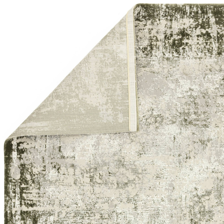 Tappeto Kuza astratto verde oliva e beige 120x17