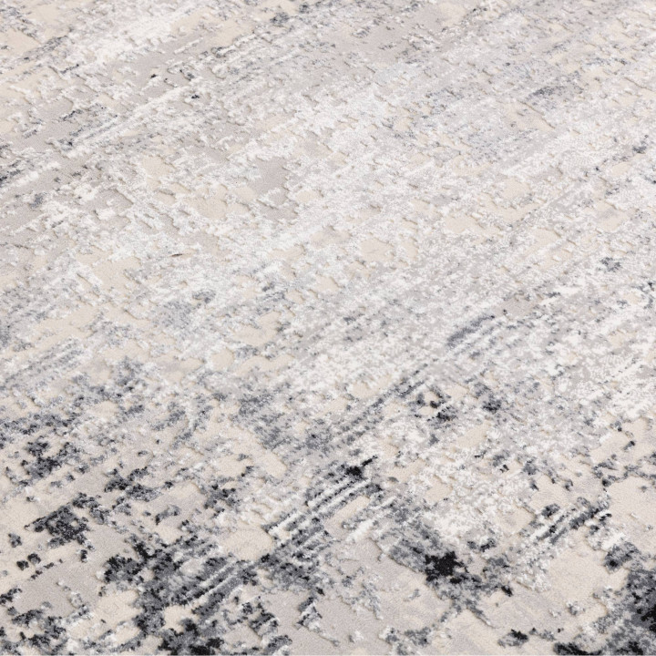 Rug Kuza abstract light grey dark grey black whi