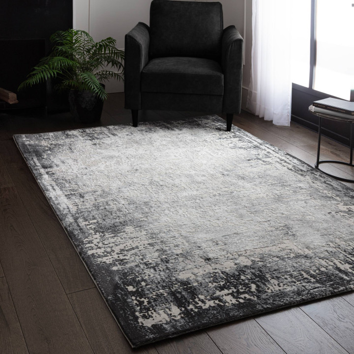 Rug Kuza abstract light grey dark grey white 240
