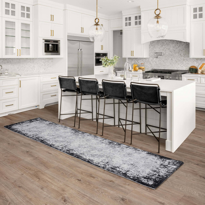 Rug Kuza abstract grey silver black white 160x23