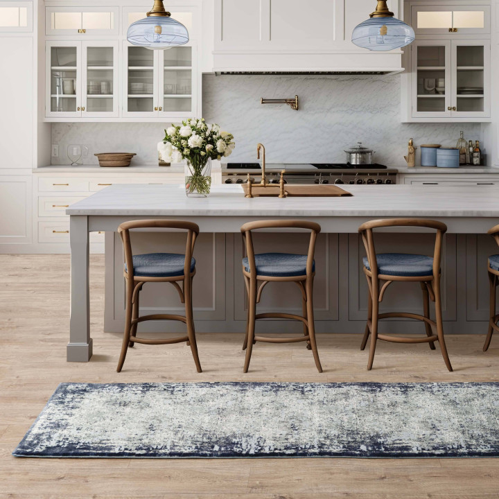 Tappeto Kuza astratto blu scuro e beige 240x340