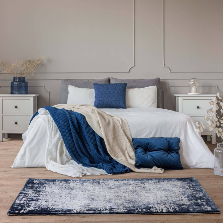 Tappeto Kuza astratto blu scuro e beige 240x340