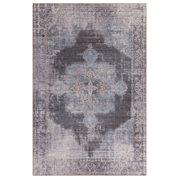 Rug Kaya floral with medallion dark blue light b