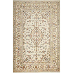 Hand Made Rug Kashan Persia 200x308 Cream Blue