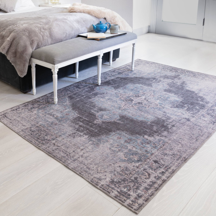 Rug Kaya floral with medallion dark blue light b