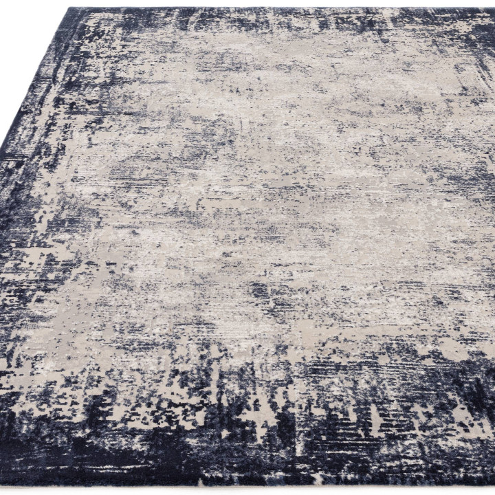 Rug Kuza abstract dark blue off-white 200x290 cm