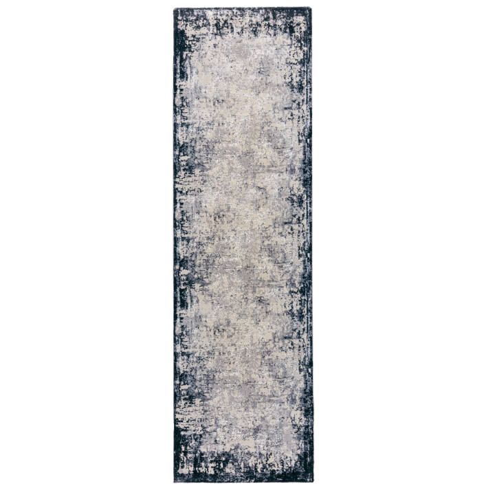 Tappeto Kuza astratto blu scuro e bianco sporco