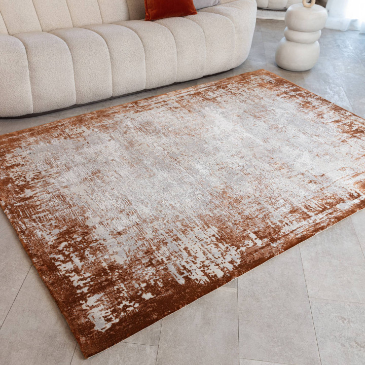 Rug Kuza abstract copper beige light grey 240x34