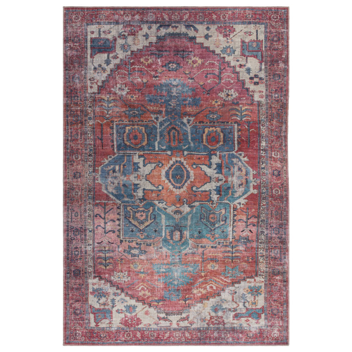 Rug Kaya non-floral medallion red blue beige ora