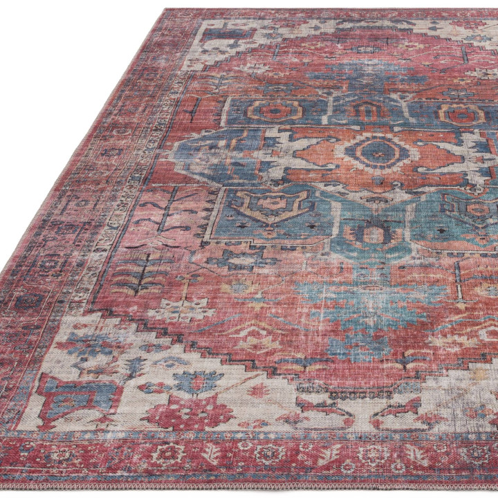 Rug Kaya non-floral medallion red blue beige ora