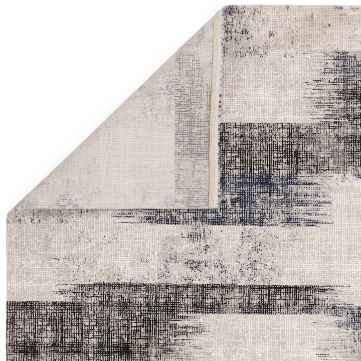 Rug Kuza abstract blue dark grey beige 200x290 c