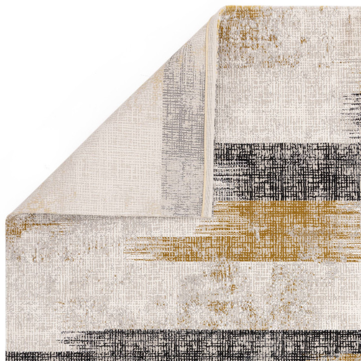 Tappeto Kuza astratto giallo oro e grigio scuro