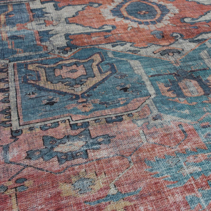 Rug Kaya non-floral medallion red blue beige ora