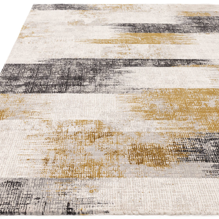 Tappeto Kuza astratto giallo e grigio 120x170 cm