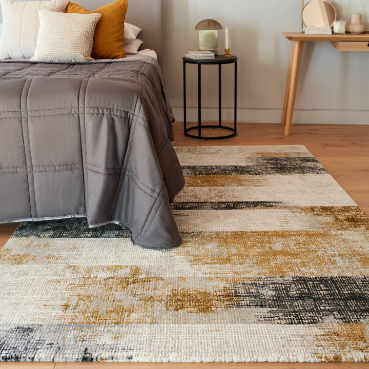 Rug Kuza abstract golden yellow dark grey light