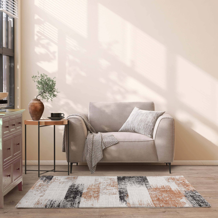 Rug Kuza abstract grey beige rust anthracite 80x