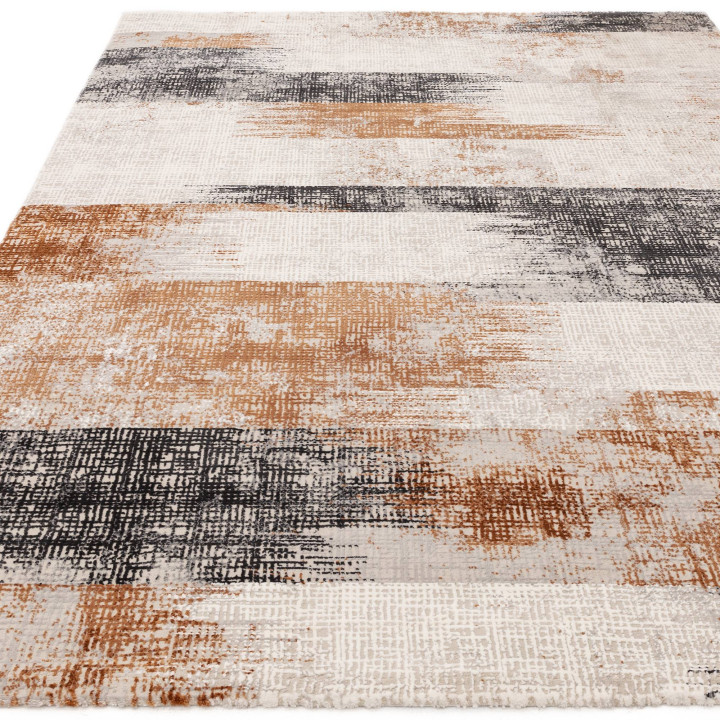 Rug Kuza abstract beige dark grey rust 160x230 c