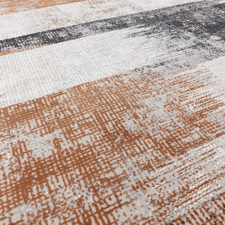 Rug Kuza abstract beige dark grey rust 160x230 c