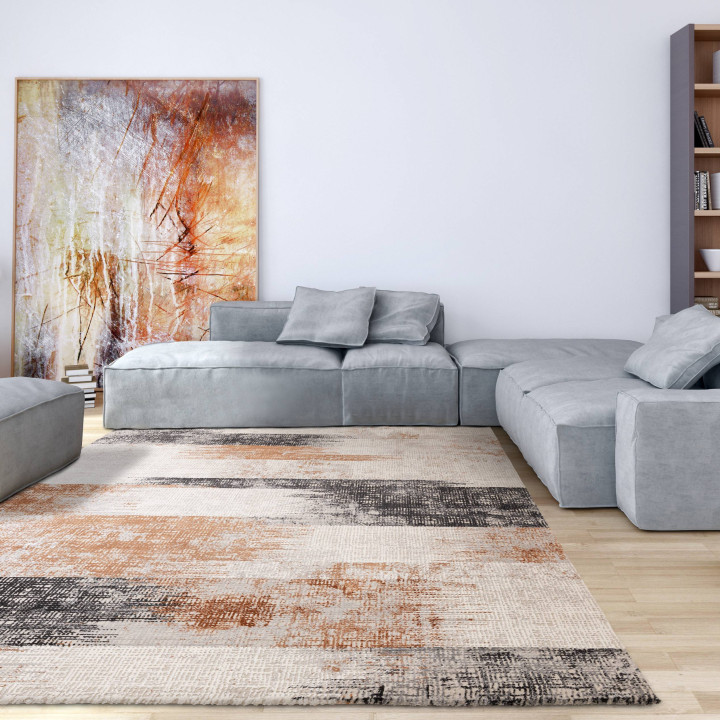 Tappeto Kuza astratto grigio e beige 200x290 cm