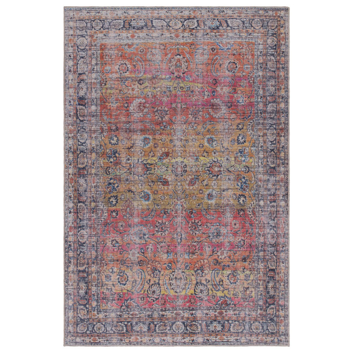Rug Kaya floral with medallion red orange yellow