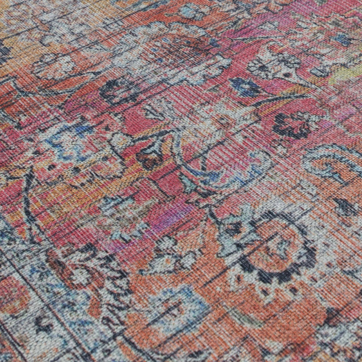 Rug Kaya floral with medallion red orange yellow
