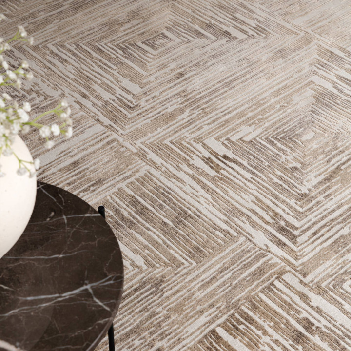 Rug Kuza geometric beige ivory light brown 80x15