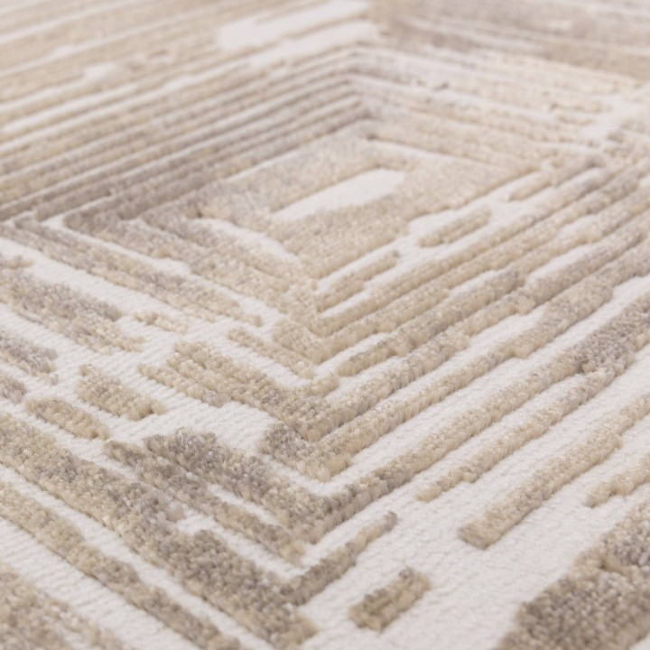 Rug Kuza geometric beige ivory light brown 80x15