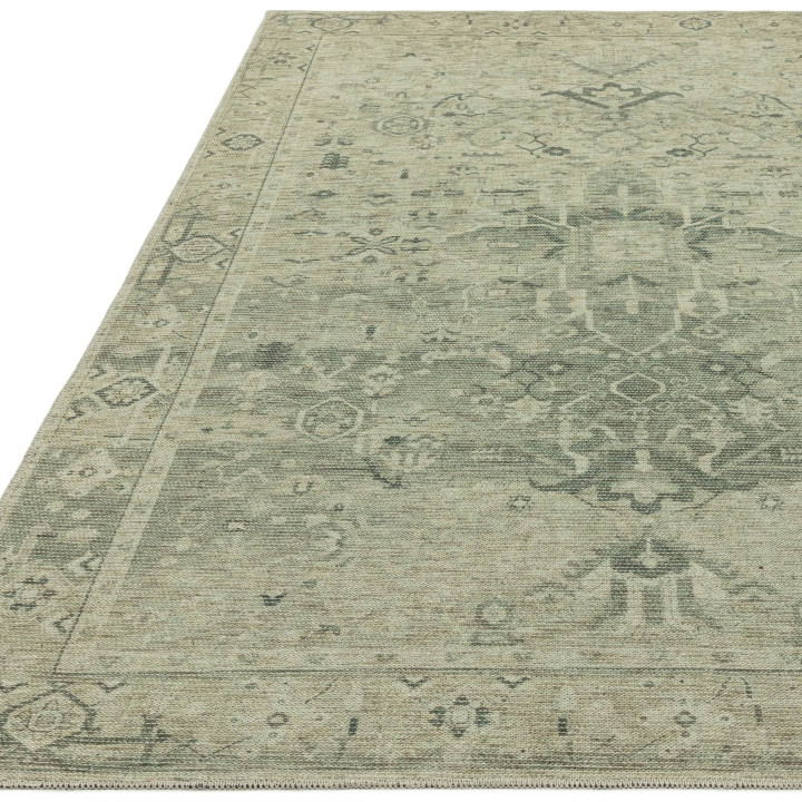 Tappeto Kaya stilizzato verde oliva e beige 120x