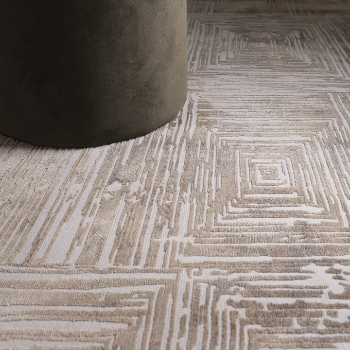 Rug Kuza geometric beige ivory light brown 80x15