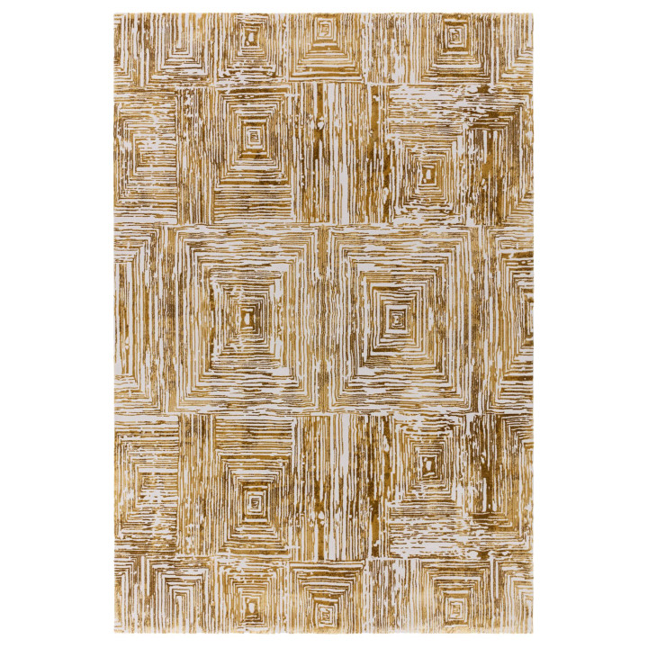 Tappeto Kuza geometrico giallo oro e bianco 120x