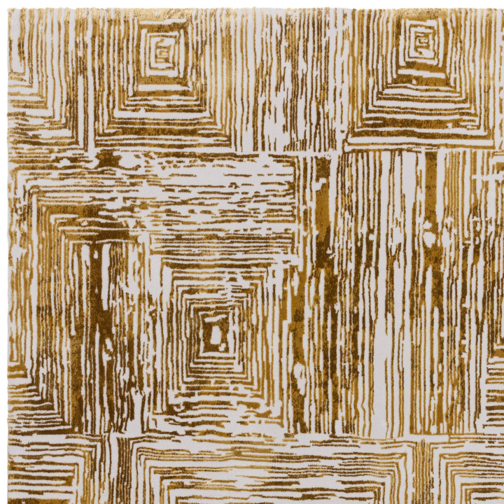 Tappeto Kuza geometrico giallo oro e bianco 120x