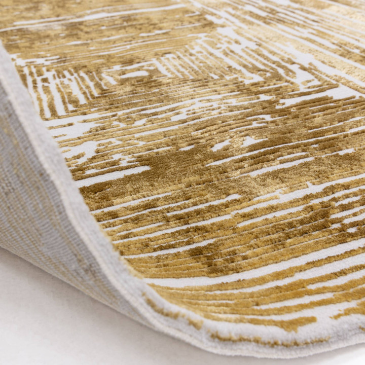 Tappeto Kuza geometrico oro e bianco 200x290 cm